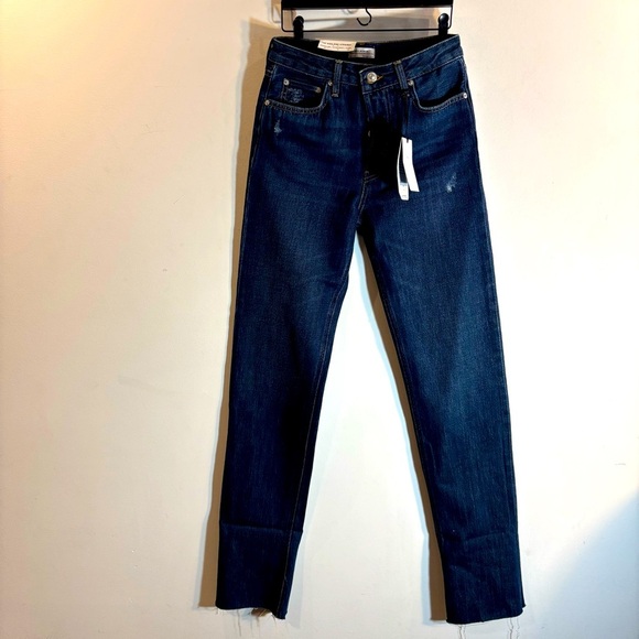 ZARA Sz 2 The High Rise Straight Samurai Selvedge Distressed Button Fly NEW - Picture 1 of 14